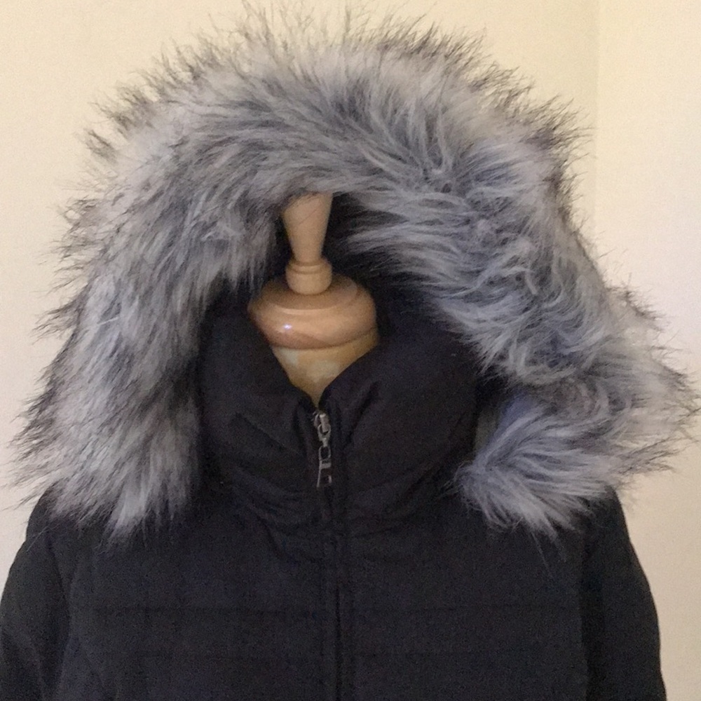 1 MADISON Size XL black fleece lined luxe outerwear with faux fur - Picture 2 of 7